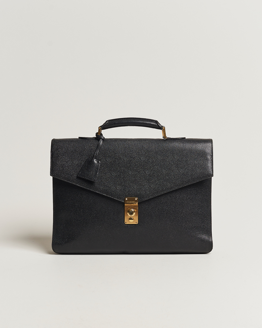 Herre | Chanel Pre-Owned Portfolio Briefcase Leather Black | Chanel Pre-Owned | Portfolio Briefcase Leather Black