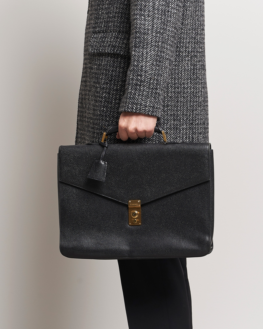 Herre | Chanel Pre-Owned Portfolio Briefcase Leather Black | Chanel Pre-Owned | Portfolio Briefcase Leather Black