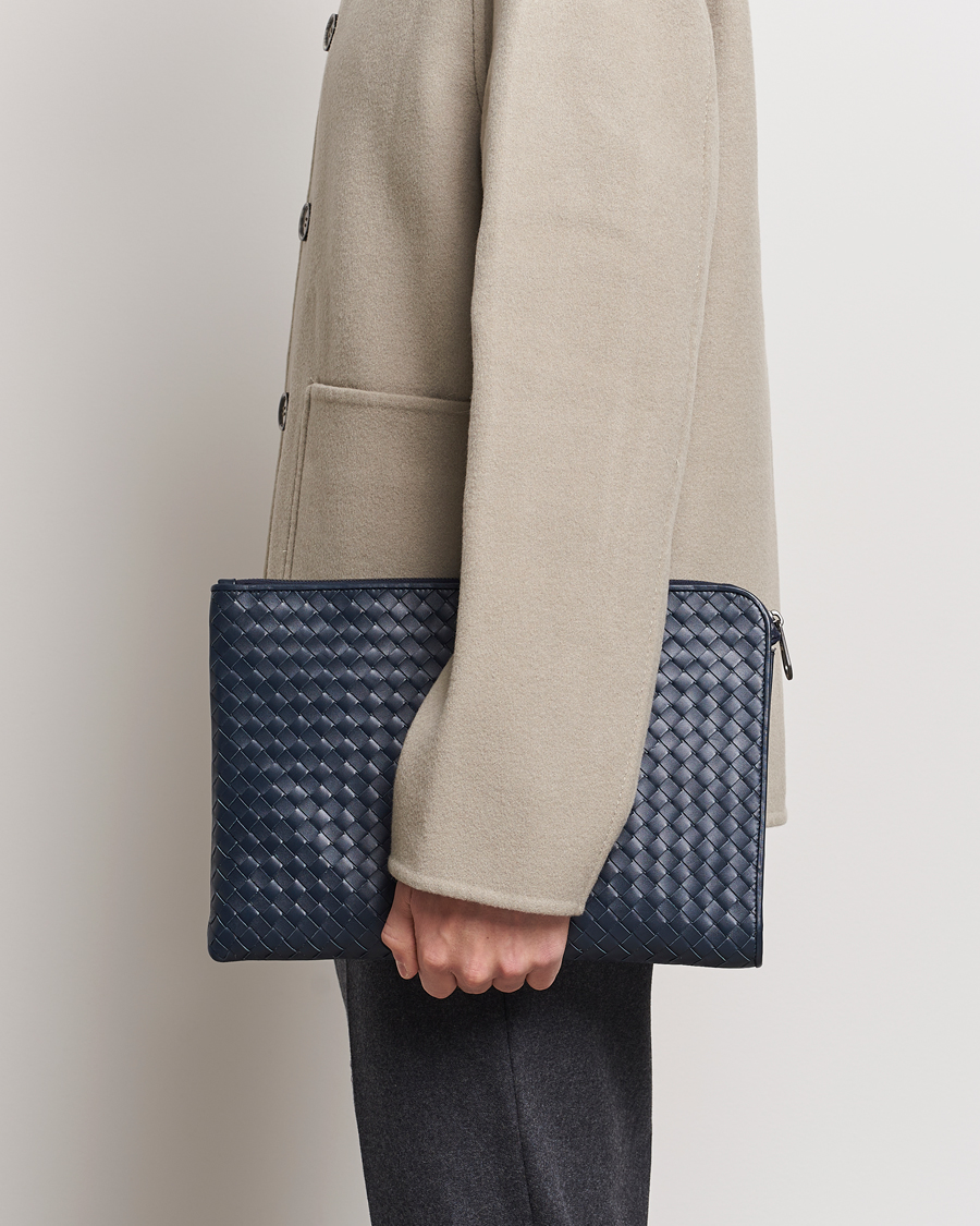 Herre | Bottega Veneta Pre-Owned Intrecciato Document Case Blue | Bottega Veneta Pre-Owned | Intrecciato Document Case Blue