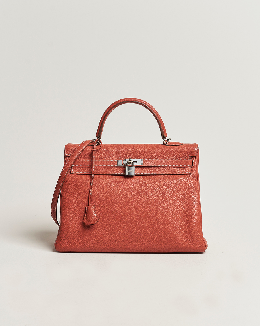Herre | Hermès Pre-Owned Kelly 35 Handbag Taurillion Clemence Orange | Hermès Pre-Owned | Kelly 35 Handbag Taurillion Clemence Orange
