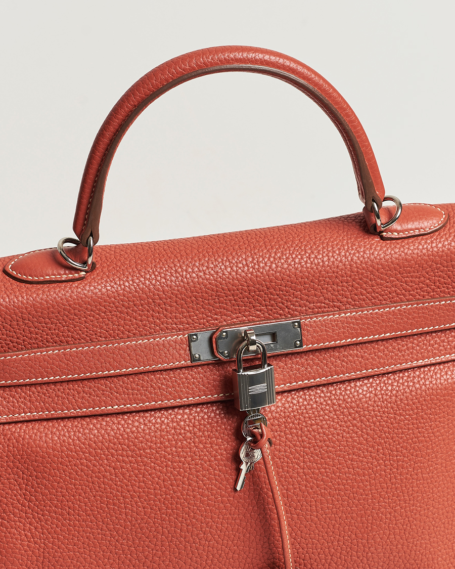 Herre | Hermès Pre-Owned Kelly 35 Handbag Taurillion Clemence Orange | Hermès Pre-Owned | Kelly 35 Handbag Taurillion Clemence Orange
