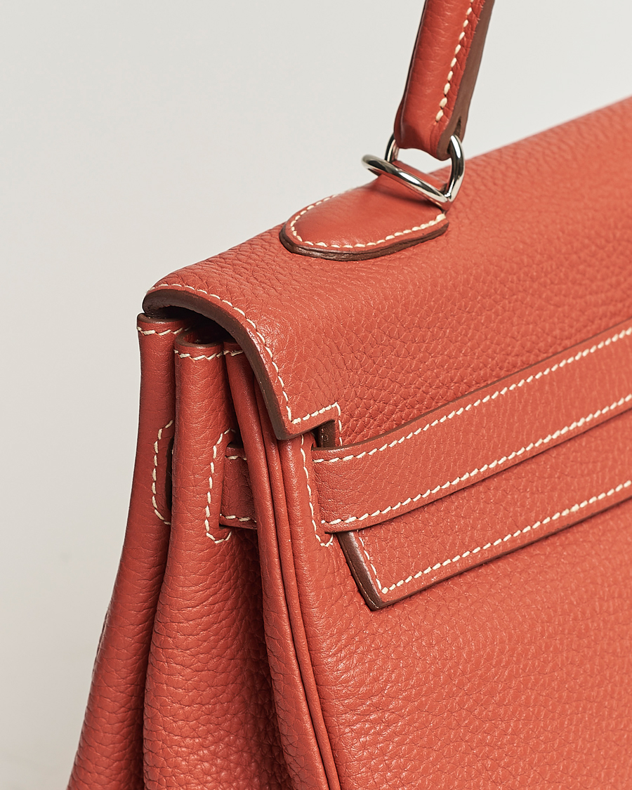 Herre | Hermès Pre-Owned Kelly 35 Handbag Taurillion Clemence Orange | Hermès Pre-Owned | Kelly 35 Handbag Taurillion Clemence Orange