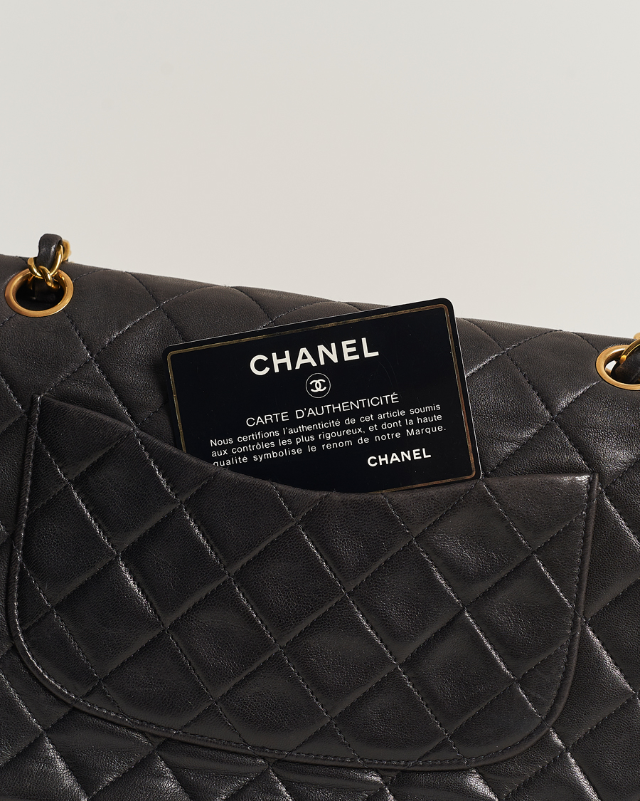 Herre | Chanel Pre-Owned Classic Medium Flap Bag Calf Leather Black | Chanel Pre-Owned | Classic Medium Flap Bag Calf Leather Black
