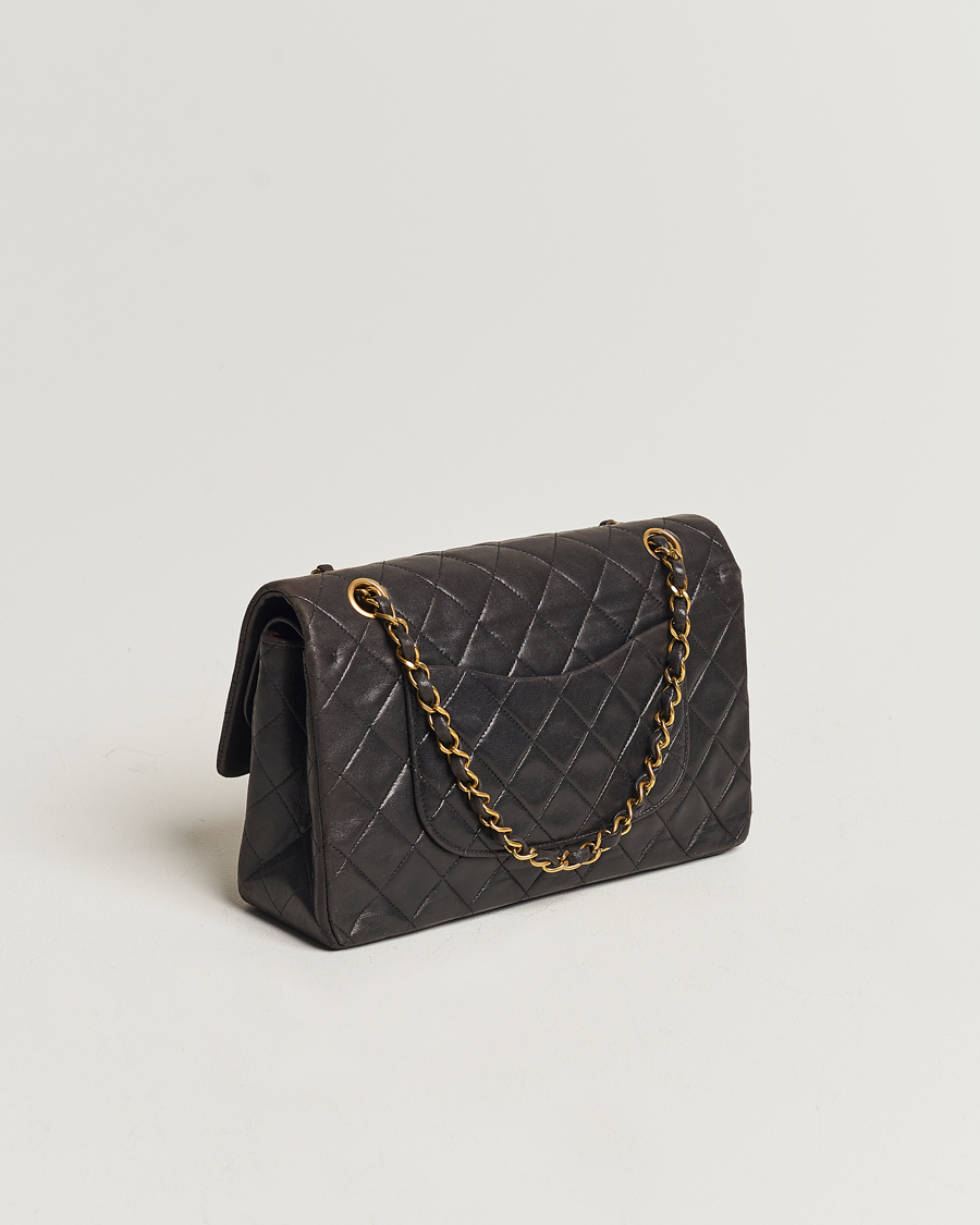 Herre | Chanel Pre-Owned Classic Medium Flap Bag Calf Leather Black | Chanel Pre-Owned | Classic Medium Flap Bag Calf Leather Black