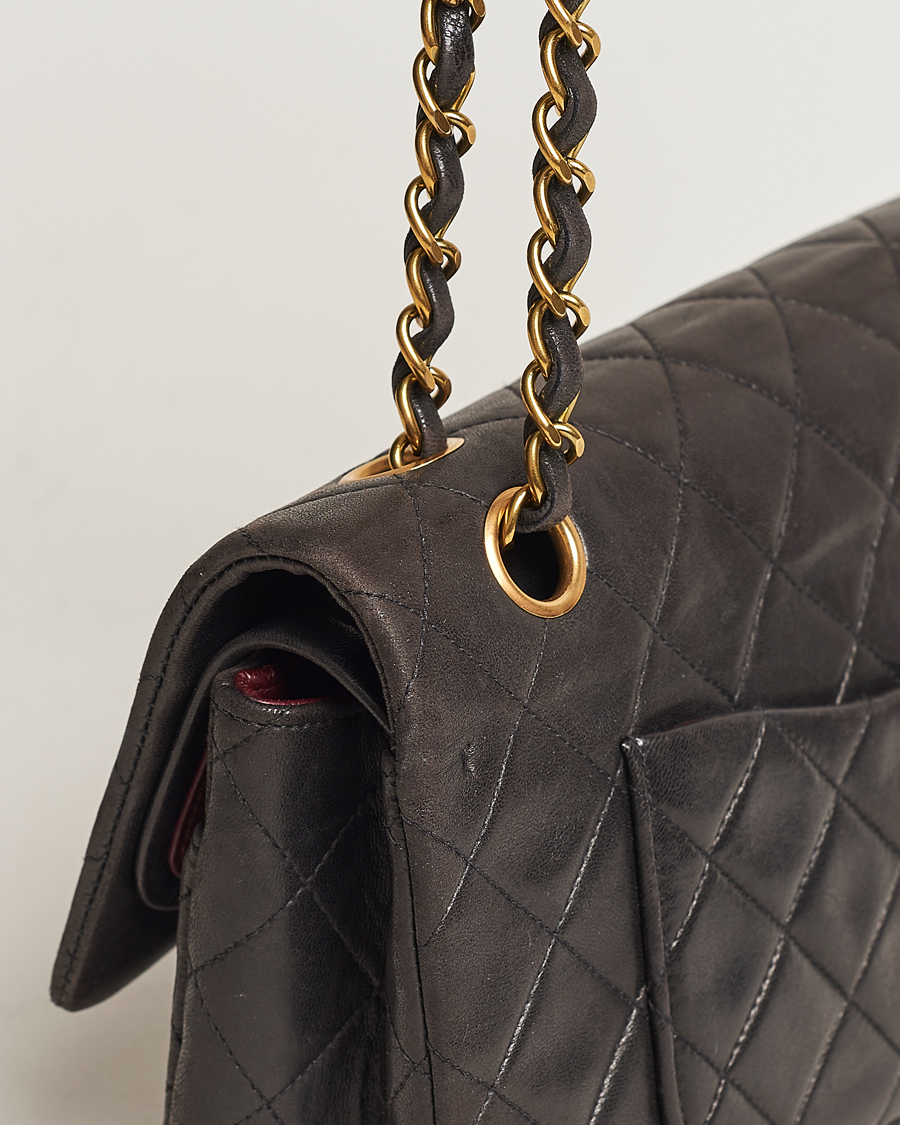 Herre | Chanel Pre-Owned Classic Medium Flap Bag Calf Leather Black | Chanel Pre-Owned | Classic Medium Flap Bag Calf Leather Black
