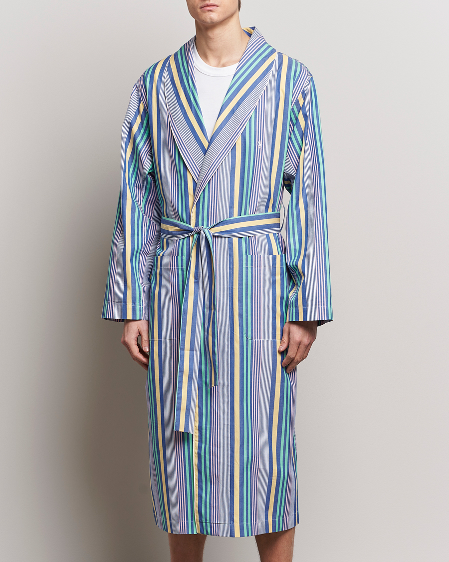 Men | Pyjamas & Robes | Polo Ralph Lauren | Oxford Striped Robe Blue/White