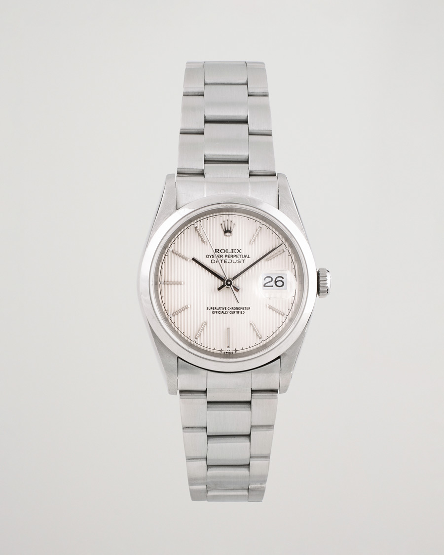 Herre | Rolex Pre-Owned Datejust 16200 Oyster Perpetual Steel White Silver | Rolex Pre-Owned | Datejust 16200 Oyster Perpetual Steel White Silver