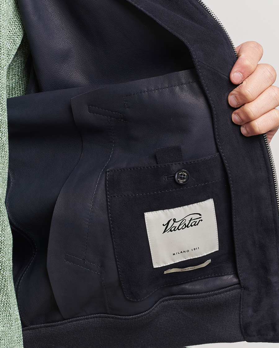 Herre | Jakker | Valstar | Zip Suede Jacket Navy