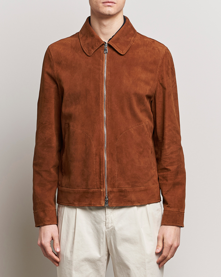 Herre | Læderjakker | Valstar | Suede Zip Bomber Jacket Sandal