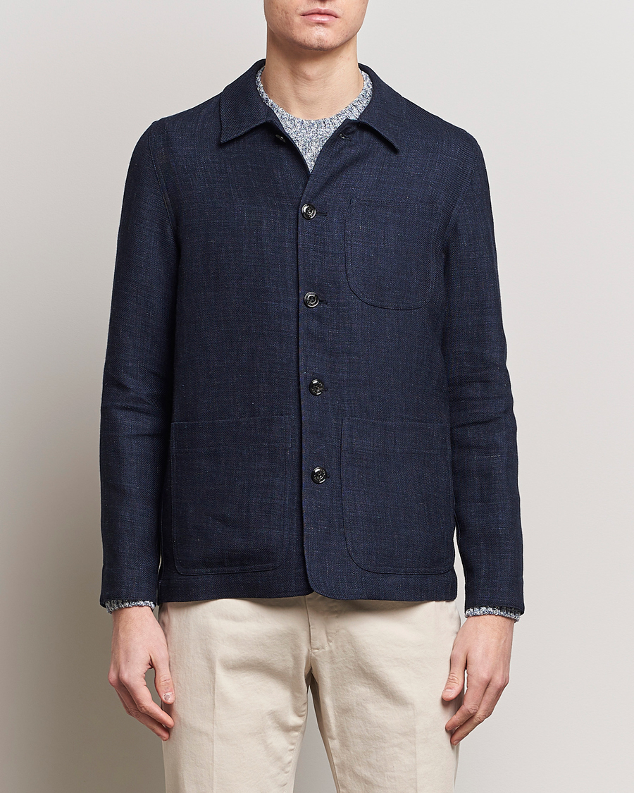 Herre | Italian Department | Altea | Wool/Linen Chore Jacket Navy