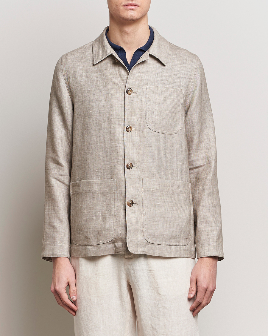 Herre | Italian Department | Altea | Wool/Linen Chore Jacket Light Beige