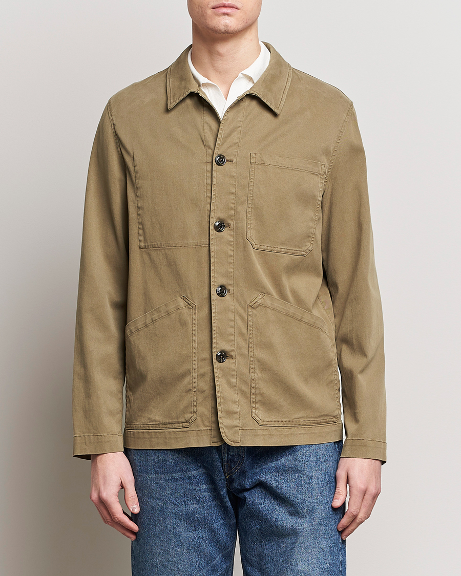 Herre | Italian Department | Altea | Soft Cotton Shirt Jacket Olive