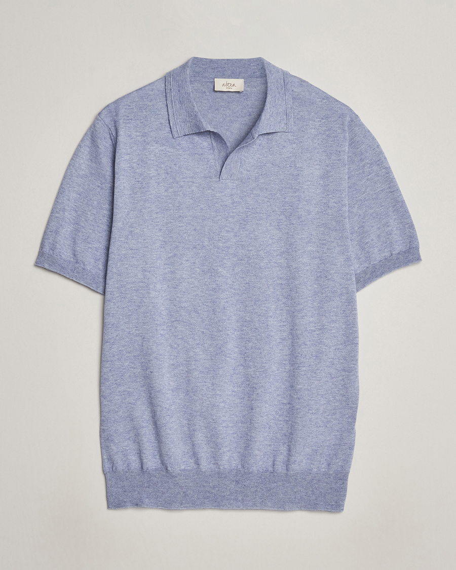 Herre |  | Altea | Cotton/Cashmere Polo Shirt Light Blue