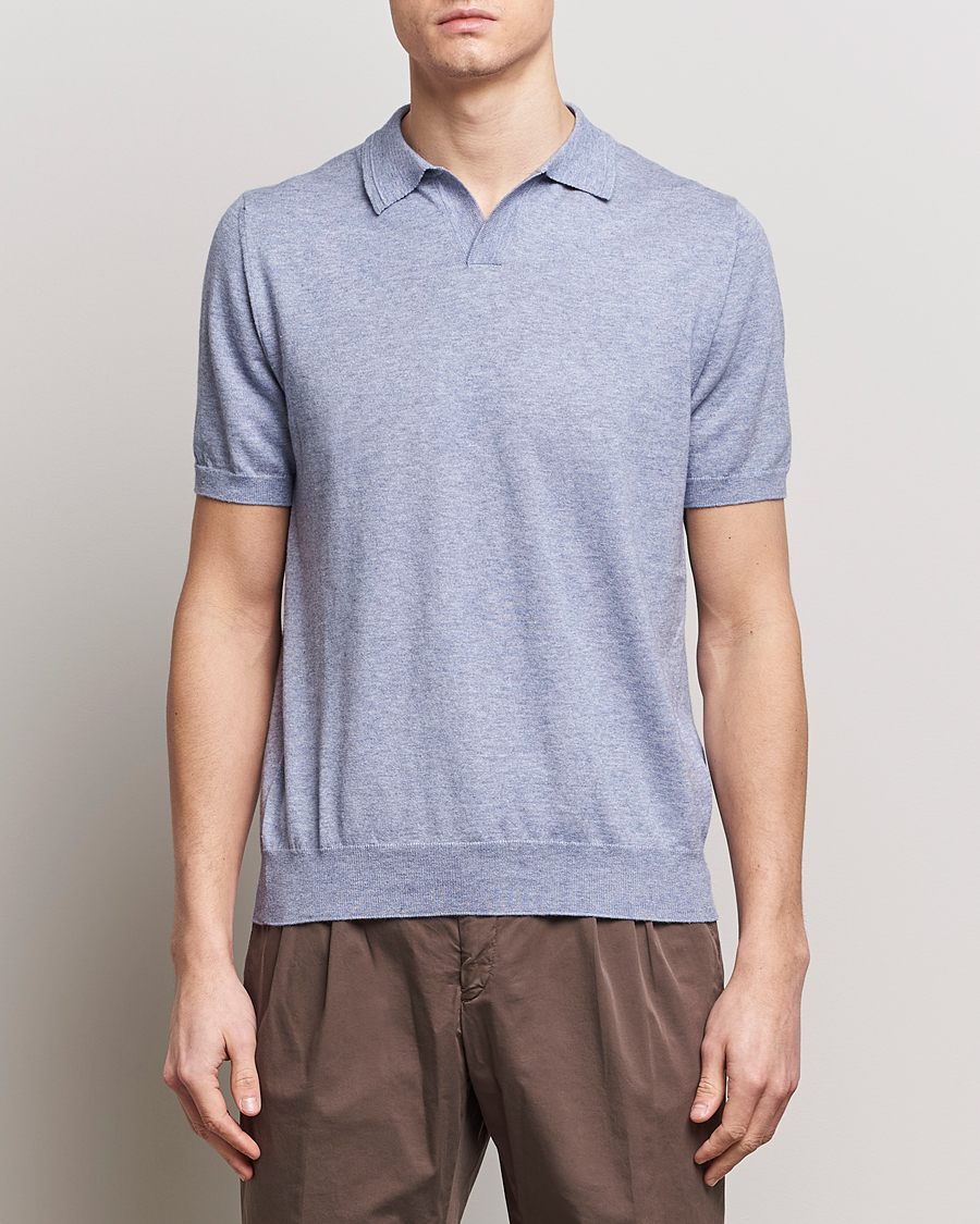 Herre | Tøj | Altea | Cotton/Cashmere Polo Shirt Light Blue