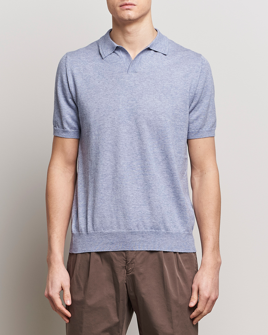 Herre | Altea | Altea | Cotton/Cashmere Polo Shirt Light Blue