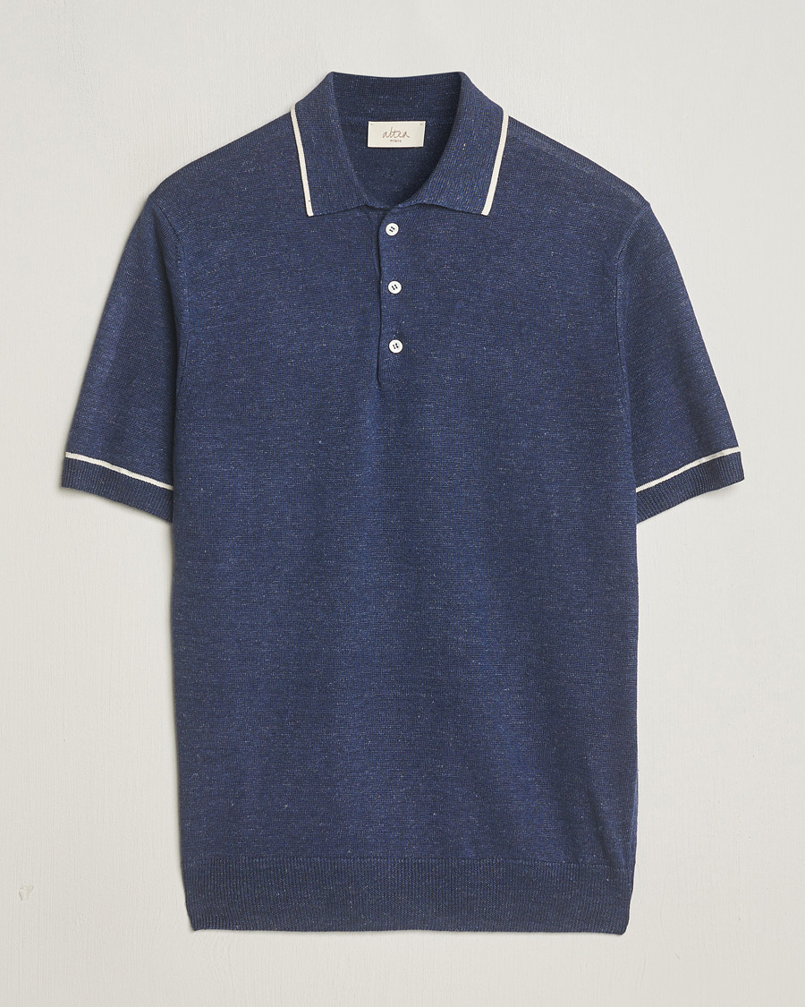 Herre |  | Altea | Linen/Cashmere Contrast Polo Navy