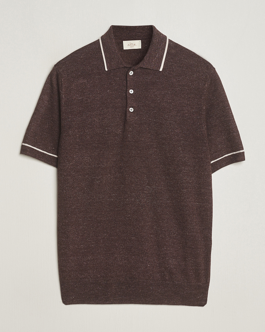 Herre |  | Altea | Linen/Cashmere Contrast Polo Dark Brown