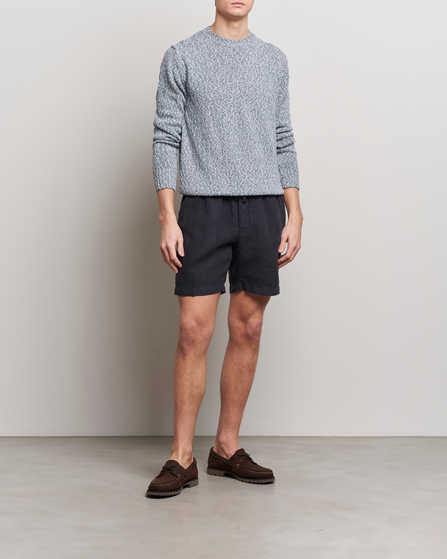 Herre | Trøjer | Altea | Cotton Mouline Crew Neck Pullover Blue Melange