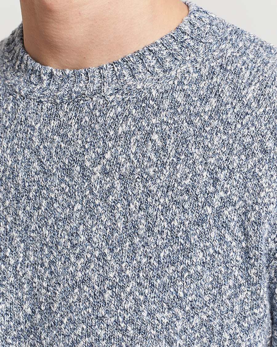 Herre | Trøjer | Altea | Cotton Mouline Crew Neck Pullover Blue Melange