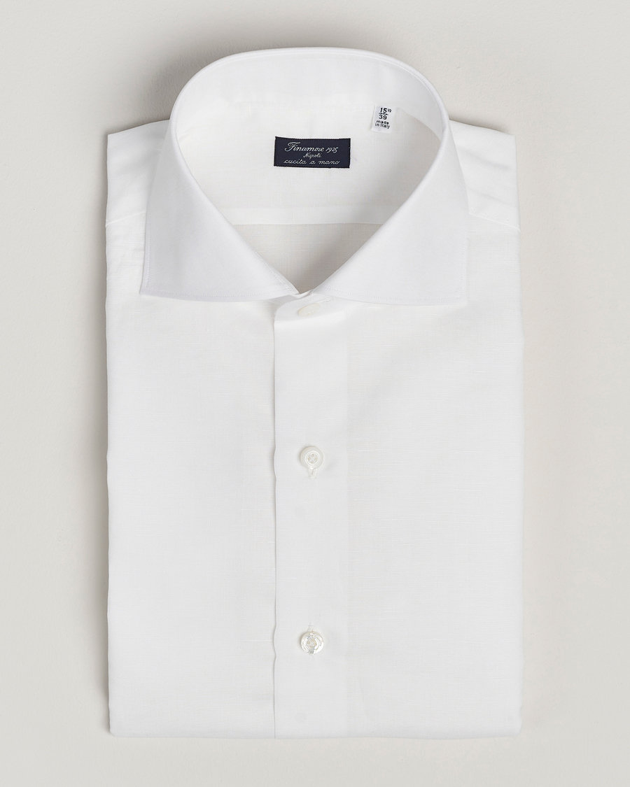 Herr |  | Finamore Napoli | Milano Slim Linen Dress Shirt White