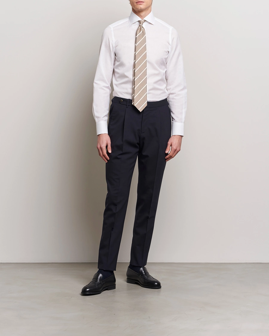 Herre | Afdelinger | Finamore Napoli | Milano Slim Linen Dress Shirt White