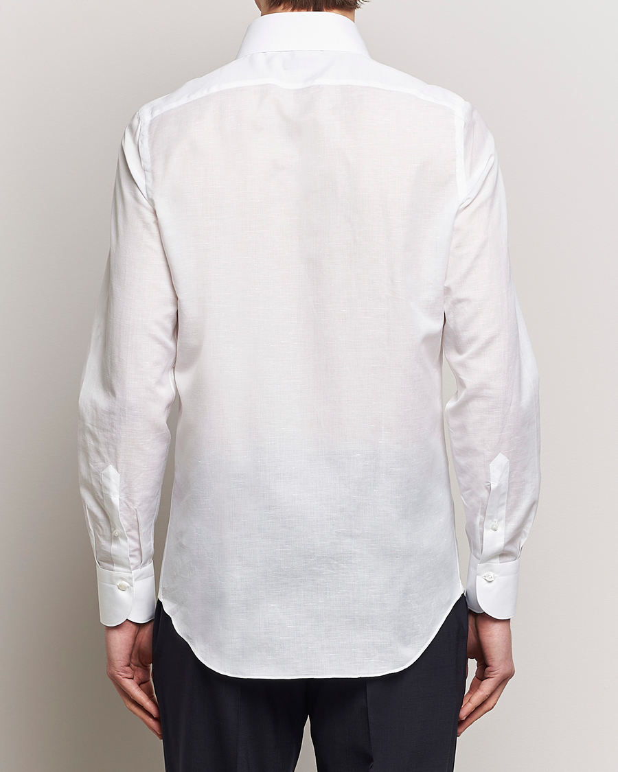 Herre | Skjorter | Finamore Napoli | Milano Slim Linen Dress Shirt White
