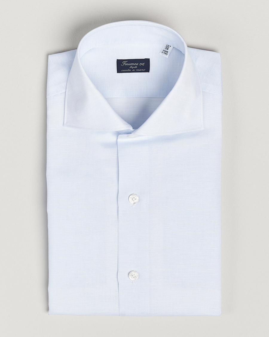 Herr |  | Finamore Napoli | Milano Slim Linen Dress Shirt Light Blue