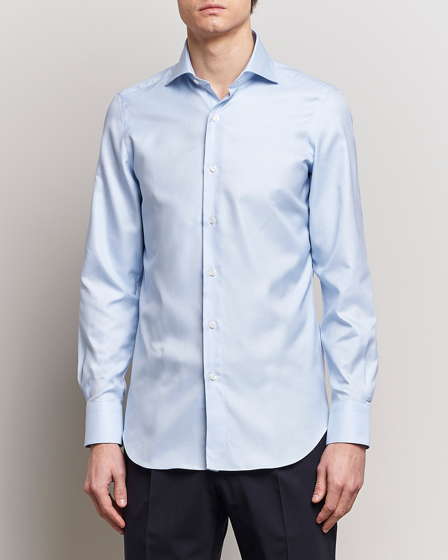 Herre | Businesskjorter | Finamore Napoli | Milano Slim Royal Oxford Shirt Light Blue