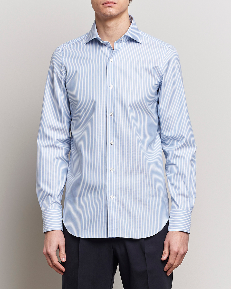 Herre | Finamore Napoli | Finamore Napoli | Milano Slim Royal Oxford Shirt Blue Stripe