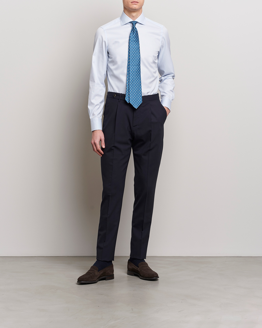 Herre | Formelle | Finamore Napoli | Milano Slim Structured Dress Shirt Light Blue