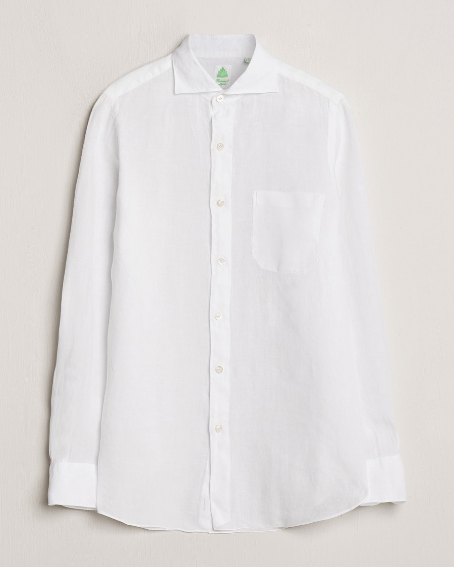 Herre |  | Finamore Napoli | Gaeta Linen Pocket Shirt White