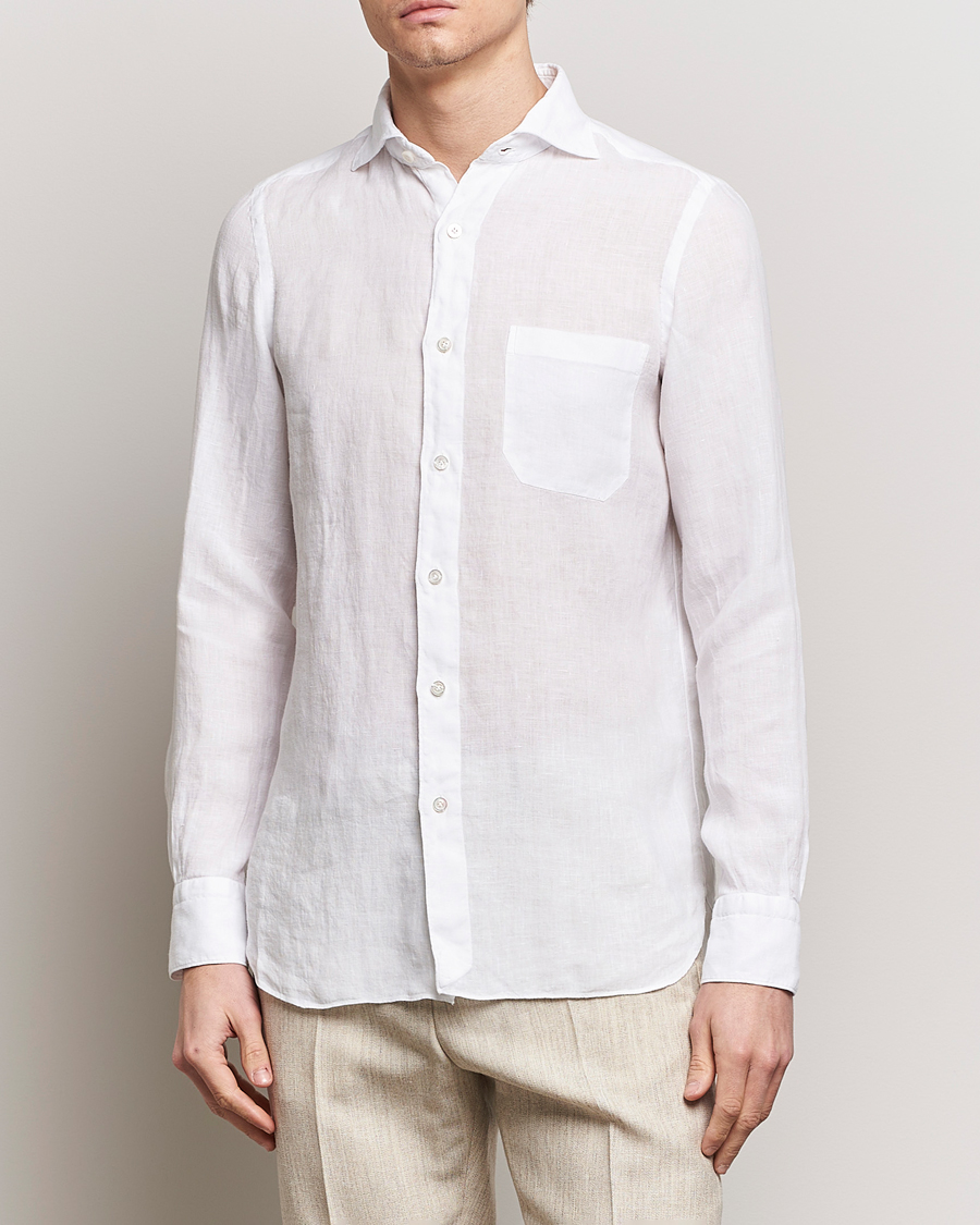 Herr |  | Finamore Napoli | Gaeta Linen Pocket Shirt White