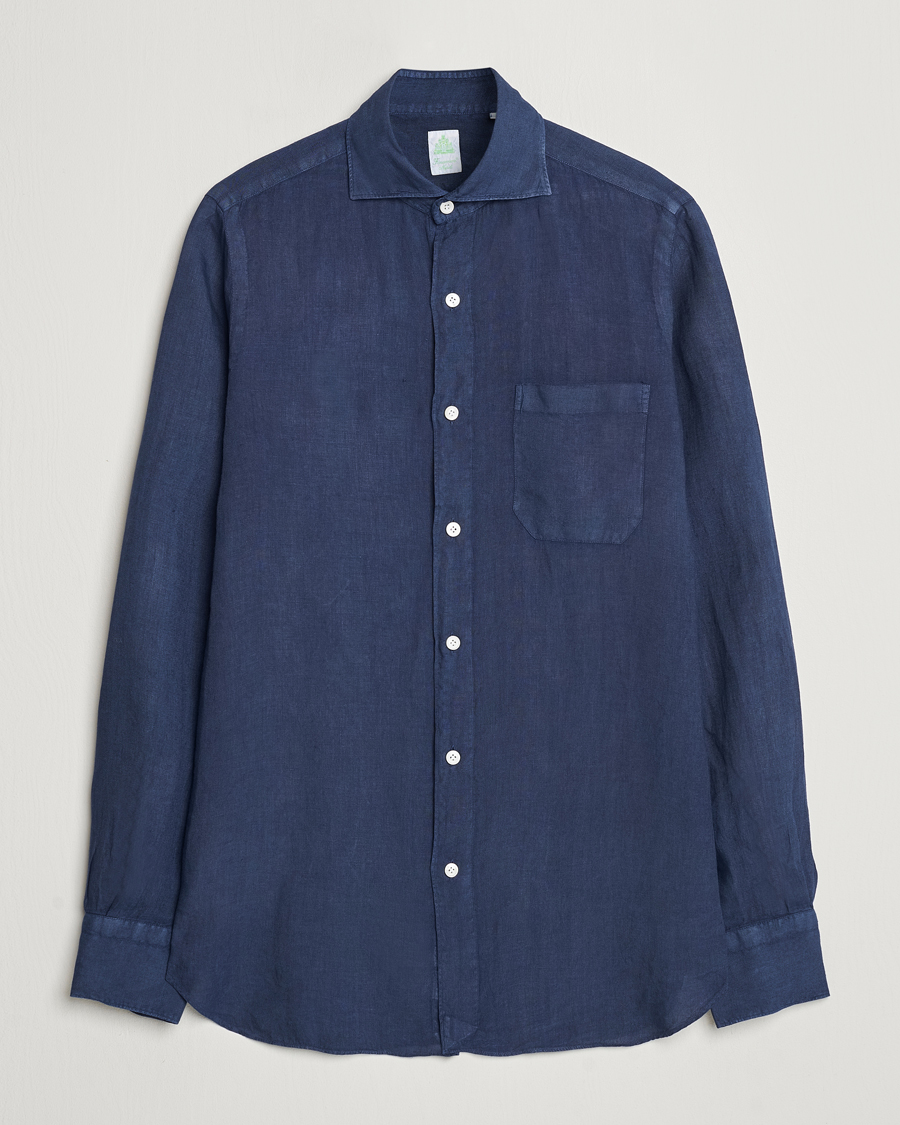 Herr |  | Finamore Napoli | Gaeta Linen Pocket Shirt Navy