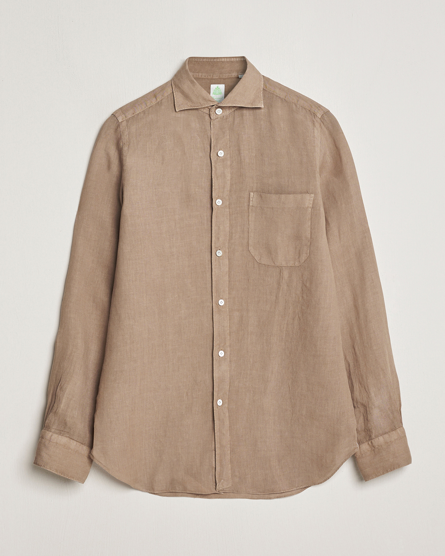 Herr |  | Finamore Napoli | Gaeta Linen Pocket Shirt Taupe