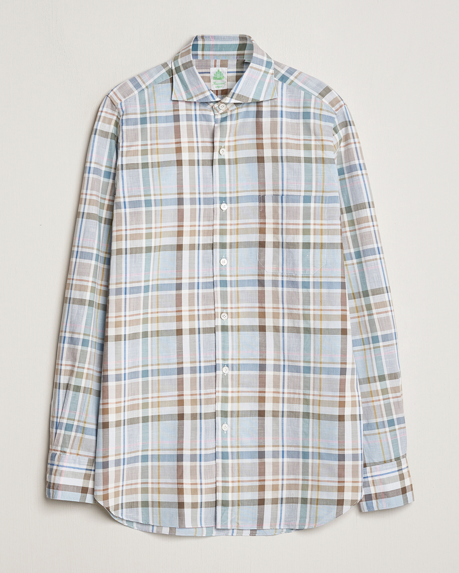 Herr |  | Finamore Napoli | Gaeta Cotton/Linen Pocket Shirt Beige Check