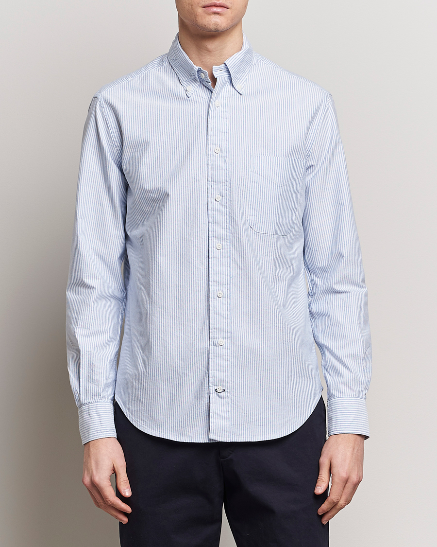 Herre | Tøj | Gitman Vintage | Button Down Oxford Shirt Blue Stripe