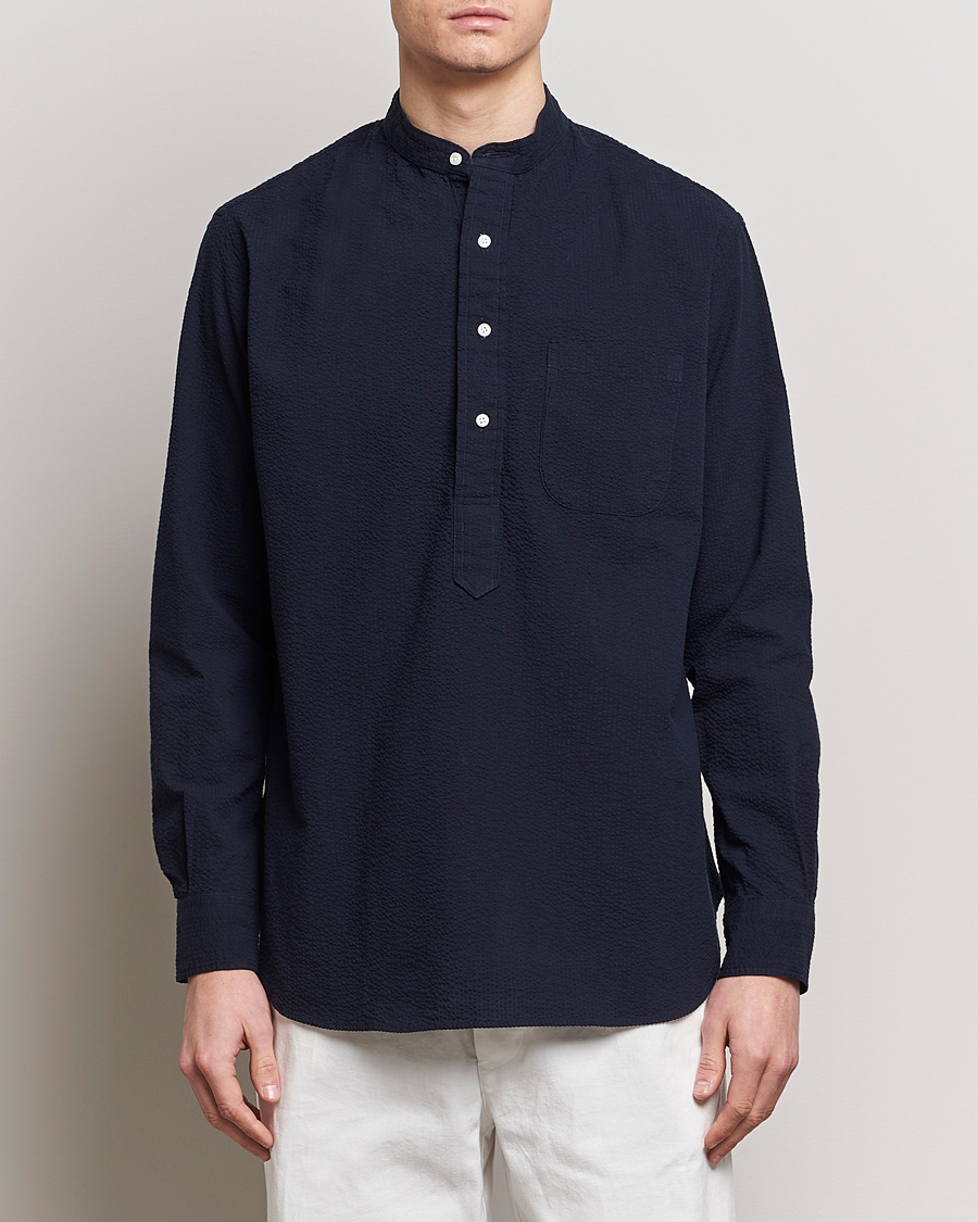 Herre | Gitman Vintage | Gitman Vintage | Tonal Seersucker Popover Shirt Navy