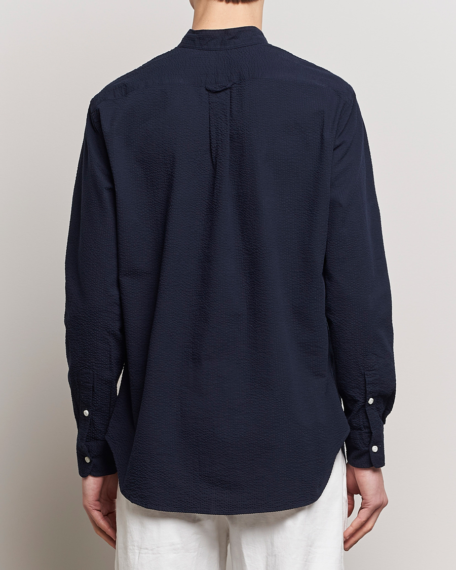 Herre | Skjorter | Gitman Vintage | Tonal Seersucker Popover Shirt Navy
