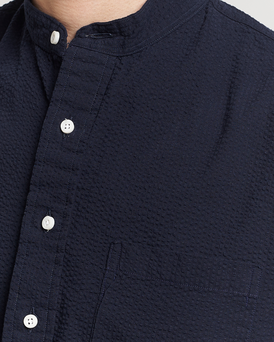 Herre | Skjorter | Gitman Vintage | Tonal Seersucker Popover Shirt Navy