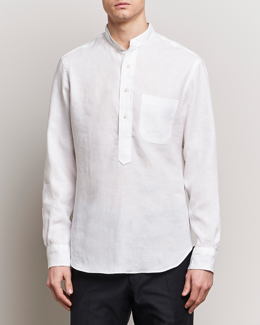 Herre | Preppy Authentic | Gitman Vintage | Linen Popover Shirt White