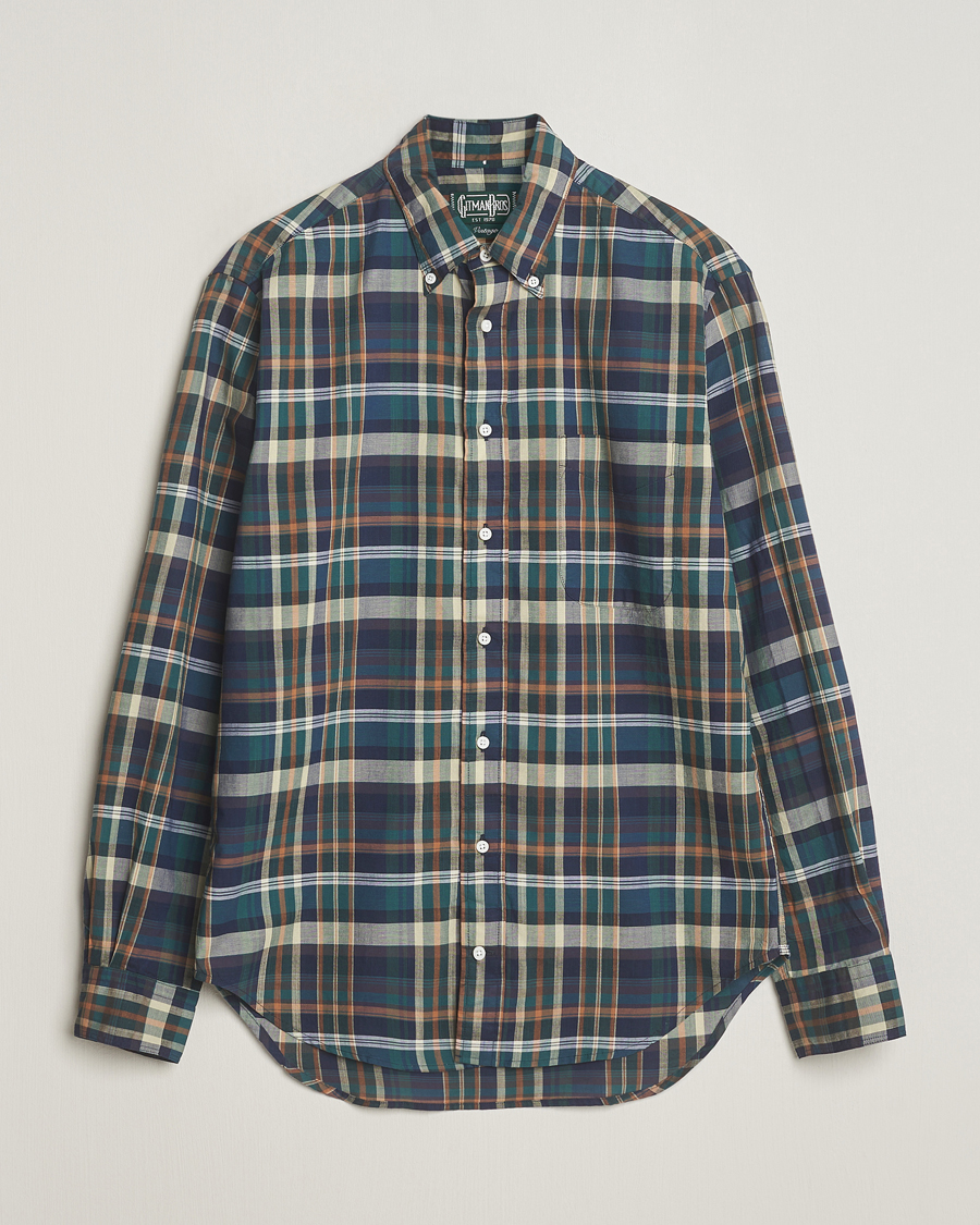 Herre | Skjorter | Gitman Vintage | Button Down Madras Shirt Green Check