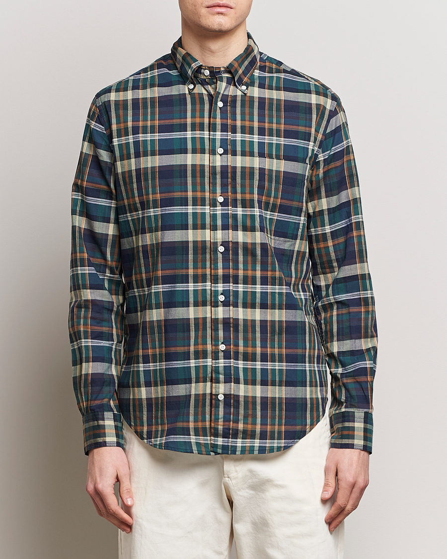 Herre | Skjorter | Gitman Vintage | Button Down Madras Shirt Green Check