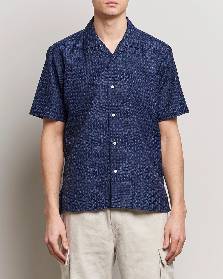 Herre | Kortærmede skjorter | Gitman Vintage | Japanese Dobby Camp Shirt Navy