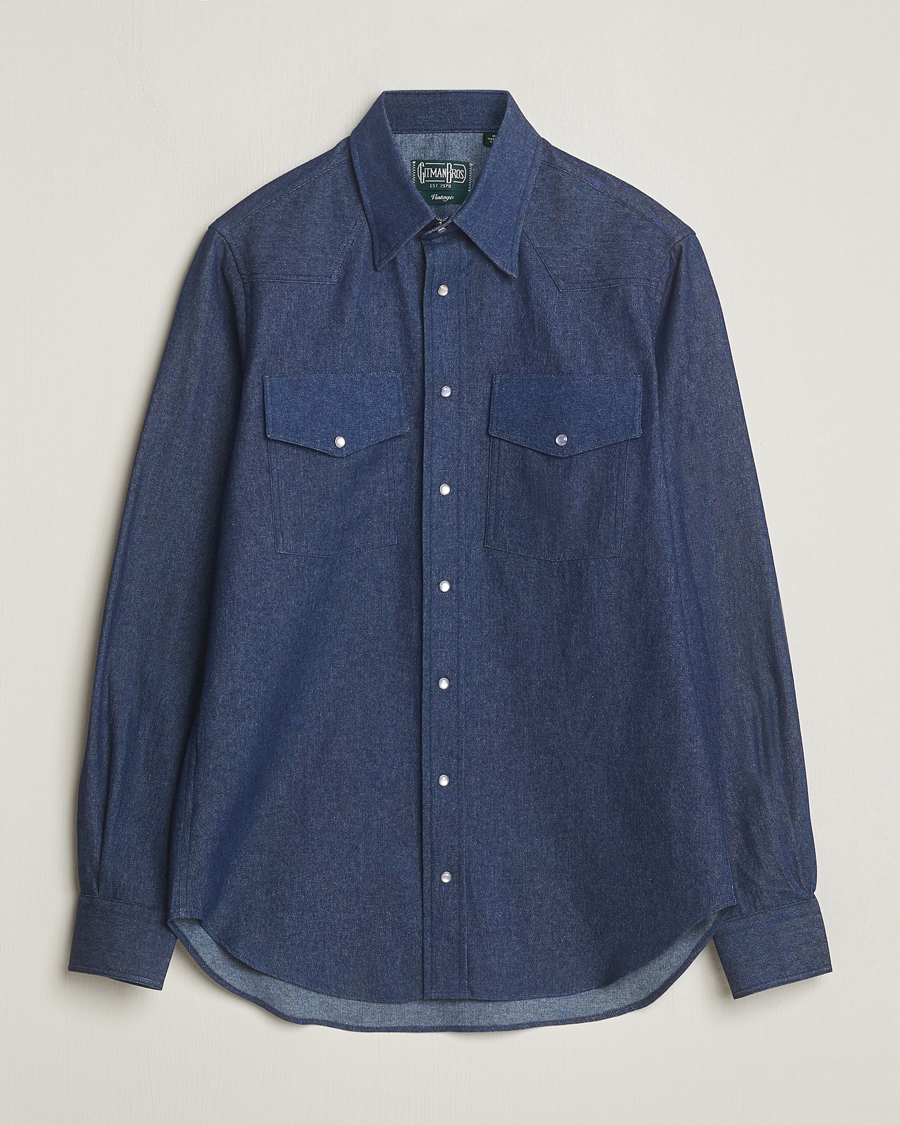 Herre | Skjorter | Gitman Vintage | Denim Western Shirt Dark Indigo