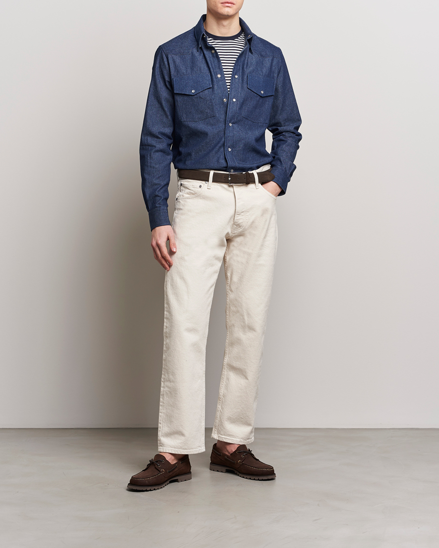 Herre | Skjorter | Gitman Vintage | Denim Western Shirt Dark Indigo