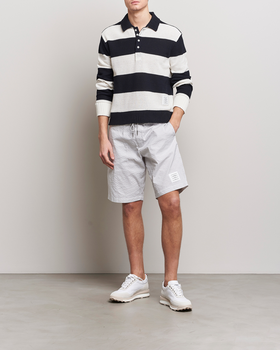 Herre | Shorts | Thom Browne | Seersucker Drawstring Board Shorts Light Grey