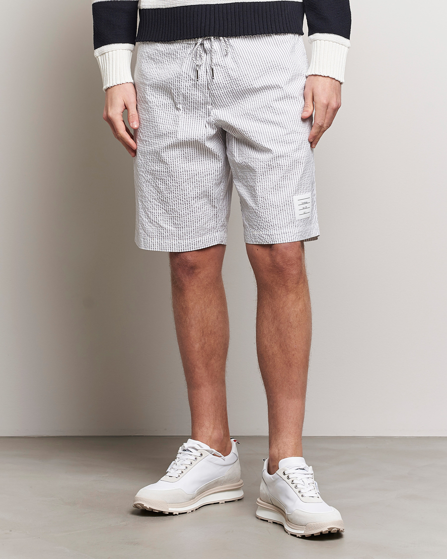 Herre | Shorts | Thom Browne | Seersucker Drawstring Board Shorts Light Grey