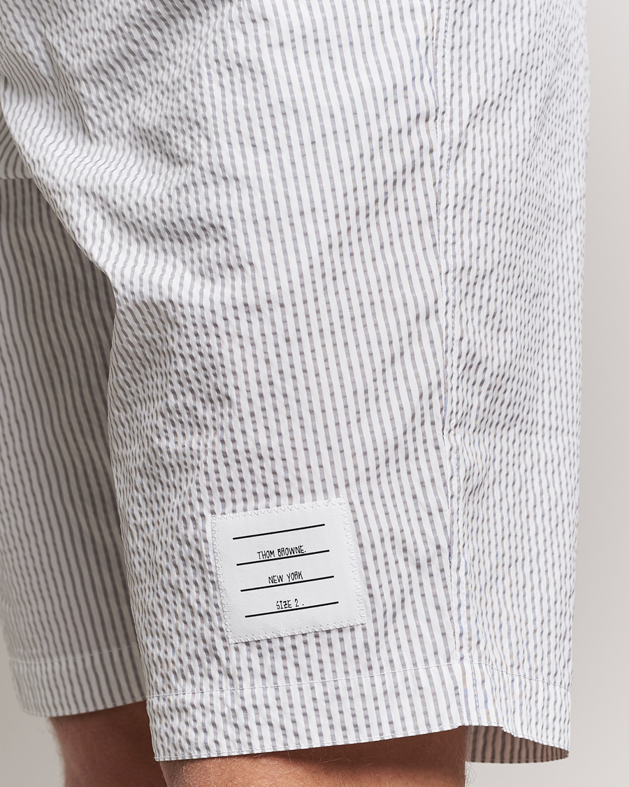 Herre | Shorts | Thom Browne | Seersucker Drawstring Board Shorts Light Grey