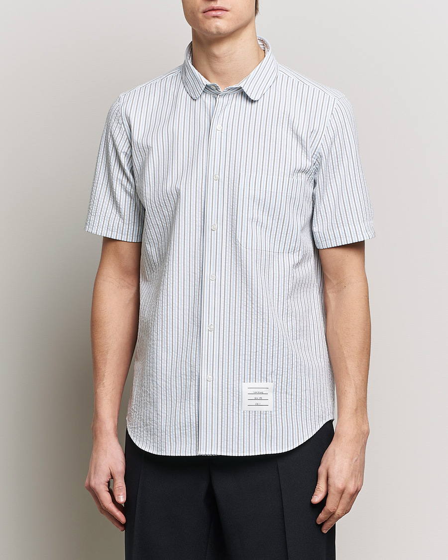 Herre | Afdelinger | Thom Browne | Short Sleeve Seersucker Shirt Light Blue