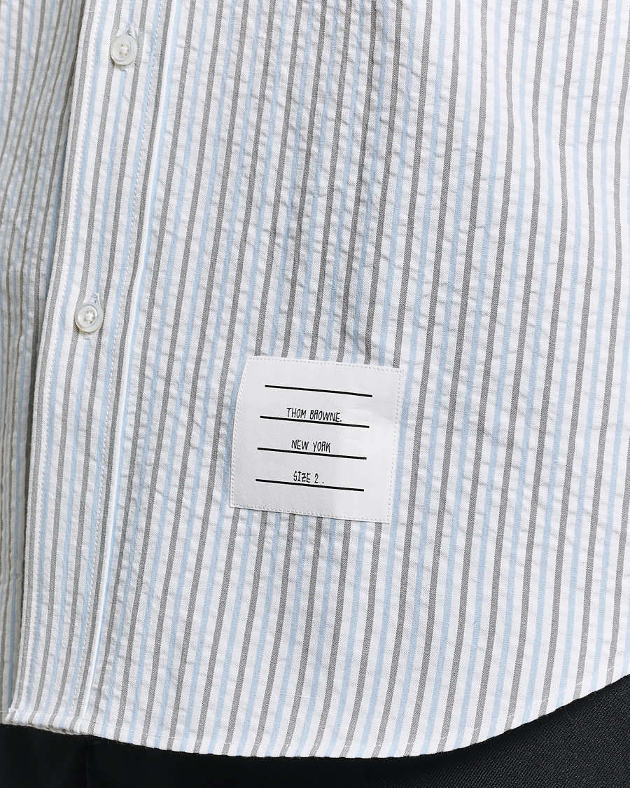 Herre | Skjorter | Thom Browne | Short Sleeve Seersucker Shirt Light Blue